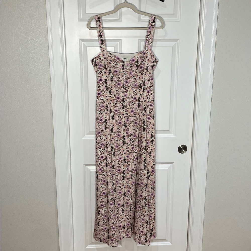 Evereve x Z Supply Angel Eyes Toile Midi Dress Large Floral Buttons Pockets - Picture 5 of 14